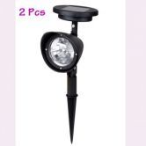 2Pcs Solar Lawn Light Solar Spot Light 3 LED Bulbs for Garden