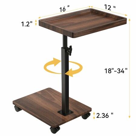 C Table End Table Adjustable Height, 360°Swivel TV Tray Table for Small Spaces, Couch Tables That slide under, C Shaped Side Tables living roomfor Sofa,