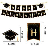 45pcs Class of 2022 Graduation DecorationsBackdrop Banner Balloon Black and Gold Confetti Party Supplies