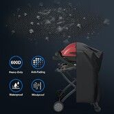Grill Cover for Weber Q Series Grill on Cart - 7113 BBQ Cover for Q2000/Q200/Q1000/Q100 with Portable Stand, 600D Heavy Duty & Waterproof BBQ Cover for Weber Q2200, 2400, 1200, 1400 and More