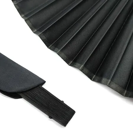 Black Folding Hand Classic Style Fan Fabric Bamboo Ribs Hand Held Chinese Spanish Foldable Fan