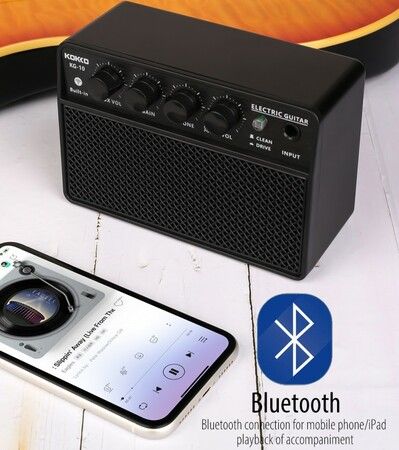 KG-10 10W Mini Electric Guitar Amplifier with Clean/Drive Channel, 3.5mm Headphone/AUX Jack, Wireless Portable Amp for Indoor Practice, Traveling