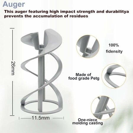 Replacement Auger for Ninja Slushie FS301 and FS300, Fill Machine Part, Compatible with Ninja Slushie Cups, Bags, Mixes and Blender Replacement, Grey