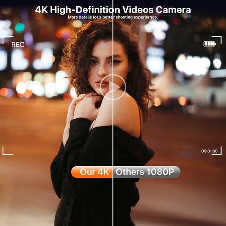 4K Digital Camera for Photography 64MP WiFi Vlogging Camera for YouTube Autofocus 3 inch 180 Degree Flip Screen 16X Zoom Compact Travel Cameras