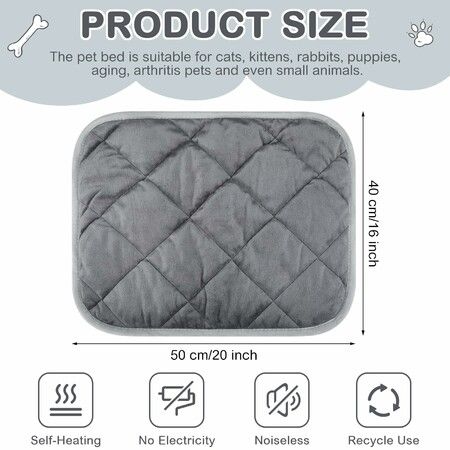 4 Pack Self Warming Pet Mat, Heat Reflect No Electric Thermal Pad Washable Anti-Slip Soft Bed Blanket for Dog Cat Small Pets(16x20 Inch,Gray)