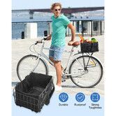 Bike Basket Front Rear,Folding Bicycle Basket with Removable Liner Bag,Large Quick Release Design Metal Ebike Basket