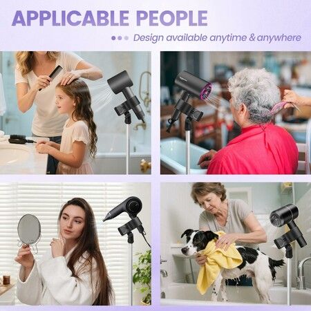 Adjustable Hair Dryer Stand,29-59 Inch Hair Dryer Holder with Tripod and Universal Clip,360 Degree Rotating Blow Dryer Stand