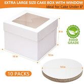 White 10 Pack 10 Inch Cake Box with Cake Base Disposable Cake Container Packaging Box for Wedding Birthday Party Celebration White Bakery Boxes