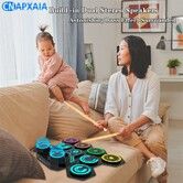 Roll Up Electronic Drum Kit, 9 Pads Portable Silicone Electric Drum Set with Built-in Speakers Ideal Gift for Kids Birthday Christmas