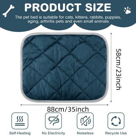 4 Pack Self Warming Pet Mat, Heat Reflect No Electric Thermal Pad Washable Anti-Slip Soft Bed Blanket for Dog Cat Small Pets(23x35 Inch,Dark Blue)
