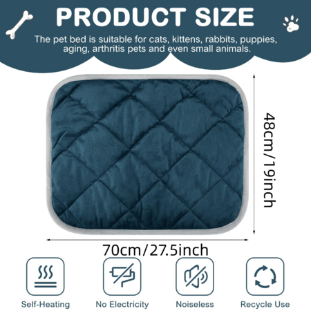 4 Pack Self Warming Pet Mat, Heat Reflect No Electric Thermal Pad Washable Anti-Slip Soft Bed Blanket for Dog Cat Small Pets(19x28 Inch,Dark Blue)