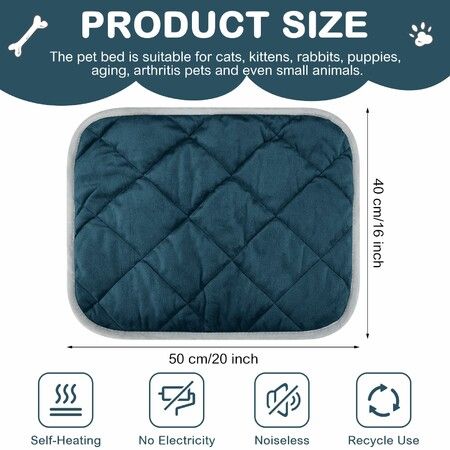 4 Pack Self Warming Pet Mat, Heat Reflect No Electric Thermal Pad Washable Anti-Slip Soft Bed Blanket for Dog Cat Small Pets(16x20 Inch,Dark Blue)