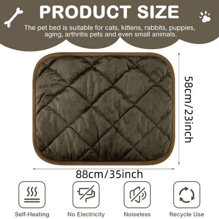 4 Pack Self Warming Pet Mat, Heat Reflect No Electric Thermal Pad Washable Anti-Slip Soft Bed Blanket for Dog Cat Small Pets(23x35 Inch,Coffee)