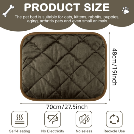 4 Pack Self Warming Pet Mat, Heat Reflect No Electric Thermal Pad Washable Anti-Slip Soft Bed Blanket for Dog Cat Small Pets(19x28 Inch,Coffee)
