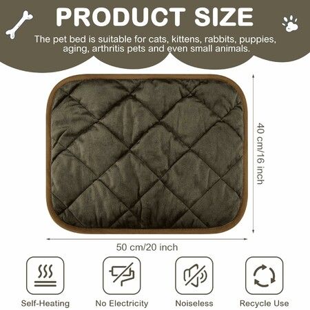 4 Pack Self Warming Pet Mat, Heat Reflect No Electric Thermal Pad Washable Anti-Slip Soft Bed Blanket for Dog Cat Small Pets(16x20 Inch,Coffee)