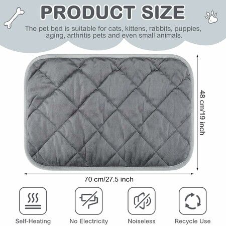 4 Pack Self Warming Pet Mat, Heat Reflect No Electric Thermal Pad Washable Anti-Slip Soft Bed Blanket for Dog Cat Small Pets(19x28 Inch,Gray)