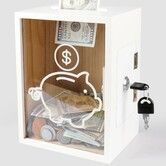 Clear Piggy Bank with Lock, Money Saving Jar with Key, Openable Clear Money Coin Change Bank Jar Container Penny Piggy Jar Bank White