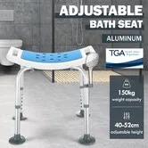 Medical Shower Chair Bathtub Bath Seat Stool Non Slip Bathroom Toilet Bedside Mobility Raised Seating Furniture Adjustable Elderly Disabled 150kg