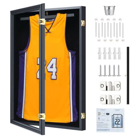 Jersey Display Case Shadow Box Frame Wall Mounted Lockable Sports Memorabilia Showcase Cabinet Football Basketball Rugby Hockey Custom Shirt Framing