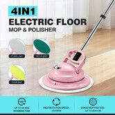 Floor Spin Mop Cleaner 4In1 Cordless Electric Spinning Scrubber Polisher Sweeper Waxer Washer Cleaning Machine Washing Pads for Hard Wood Tile Marble