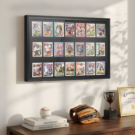 Sports Card Display Case UV Graded Wall Mounted Lockable Cabinet Baseball PSA NBA Basketball Football Hockey Comic Pokemon Game Trading Cards Holder