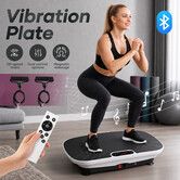 Vibration Machine Plate Full Body Workout Vibrating Exercise Platform Resistance Bands Bluetooth Fitness Equipment for Lymphatic Drainage Weight Loss