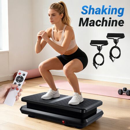 150kg Vertical Vibration Plate Machine Full Body Shaker Exercise Platform with Resistance Bands for Home Fitness Gym Vibrating Shaking Weight Loss