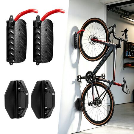 2 PCS Swivel Bike Wall Mount Vertical Bicycle Storage Rack Stand Rotating Hangers Garage Cycle Holder Apartment Space Saver Bracket 30kg Capacity Each