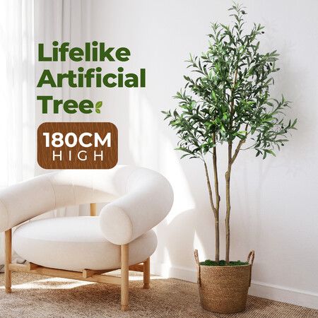 Artificial Olive Tree Plant Pot 180cm Tall Imitation Green Fake Faux Moss Natural Indoor Decor Home Office Living Room Lifelike Fruits Branches Leaves