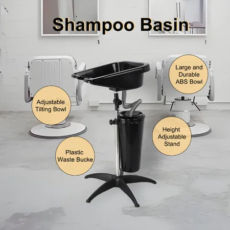Large Salon Basin Portable Shampoo Hairdressing Hair Wash Bowl Barber Furniture Mobile Washing Sink Cutting Beauty Shop Seniors High Gloss Adjustable