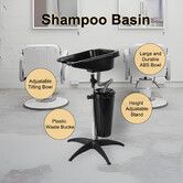 Large Salon Basin Portable Shampoo Hairdressing Hair Wash Bowl Barber Furniture Mobile Washing Sink Cutting Beauty Shop Seniors High Gloss Adjustable