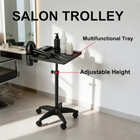 Hair Salon Trolley Hairdressing Storage Cart Beauty Parlor Tattoo Tool Colouring Bowls Extension Tray Spa Stand on Wheels Rolling Organiser Adjustable