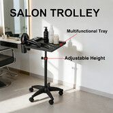 Hair Salon Trolley Hairdressing Storage Cart Beauty Parlor Tattoo Tool Colouring Bowls Extension Tray Spa Stand on Wheels Rolling Organiser Adjustable