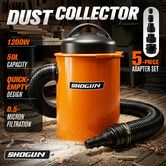 Portable Dust Collector Extractor Industrial Woodworking Sawdust Vacuum Catcher Hose 1200W 50L 0.5 Micron Filtration System 5 Adapters Workshop Tool