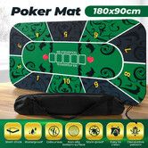 Large Poker Table Mat Rubber Tabletop Layout Surface Topper 180x90cm 8-10 Players Portable Gaming Pad with Carry Bag for Texas Holdem Blackjack Casino