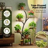 7 Tiered Plant Stand with LED Grow Lights Timer Adjustable Brightness 1.2m Tall Indoor Metal Corner Flower Pot Holder Shelf Rack Storage Display Unit