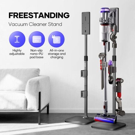 Freestanding Cordless Vacuum Cleaner Stand Rack Adjustable Stick Cleaning Accessory Cable Slot Compatible for Dyson V7 V8 V10 V11 V15 V12 Slim