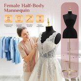 Female Dressmakers Mannequin Dummy Adjustable Stand Fabric Pinnable Dress Form Torso for Sewing Tailors Fashion Display Boutique Window Retail Clothing
