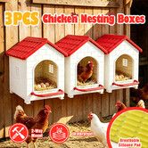 Chicken Nesting Box 3 PCS Egg Laying Nest Boxes Brooder Wall Mounted Plastic for Chook Duck Hen Poultry Coop Inside Outside House Perch Silicone Pads