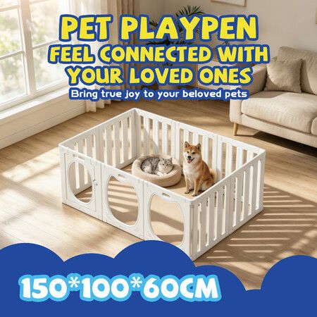 Pet Dog Cat Playpen 10 Panels Indoor Kitty Puppy Enclosure Safety Fence Play Yard Crate Small Animal Exercise Activity Centre Whelping Box Barrier