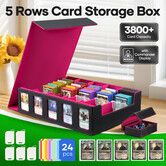 Card Storage Box 3800+ 5 Row Magic MTG Holder Commander Display Case Trading TCG PTCG Gaming Sports Cards YuGiOh Deck Organiser Toploader 24 Dividers