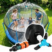 Trampoline Sprinkler Kids Outdoor Water Park Kit 12m 360° Rotating Spray Nozzle Garden Hose Attachment Childs Backyard Summer Sensory Play Accessories
