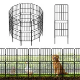 Garden Fence Set 10 Panels 3.18mx96cm No Dig Metal Wire Flower Bed Border Edging Animal Dog Barrier Outdoor Lawn Yard Decorative Fencing Ground Stakes