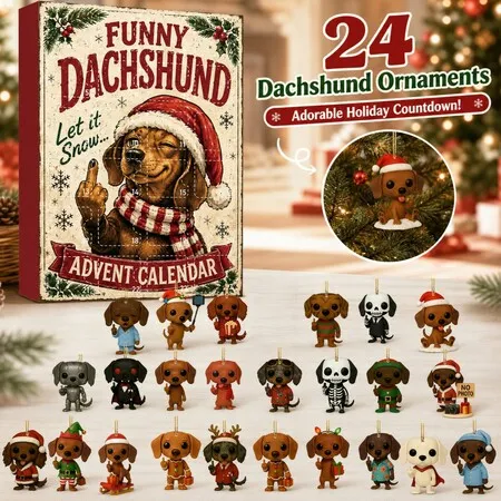 FUNNY DACHSHUND DOGS 24DAYS Christmas Advent Calendar 2026 Blind Box Countdown 2D Acrylic Pet Love Christmas Tree ornaments Surprise Figures Holiday