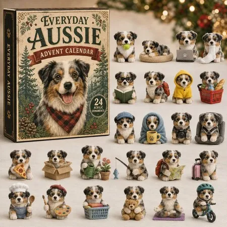 AUSSIE EVERYDAY DOGS PET 24DAYS Christmas Advent Calendar 2026 Blind Box Countdown 2D Acrylic Love Christmas Tree ornaments Surprise Figures Holiday