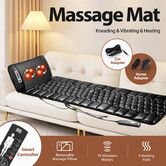 HOMASA Vibration Massage Mat Heated Shiatsu Neck Massager Full Body Electric Heating Pad Shoulder Back Leg Heater Sofa Chair Car Seat Cushion 10 Motor