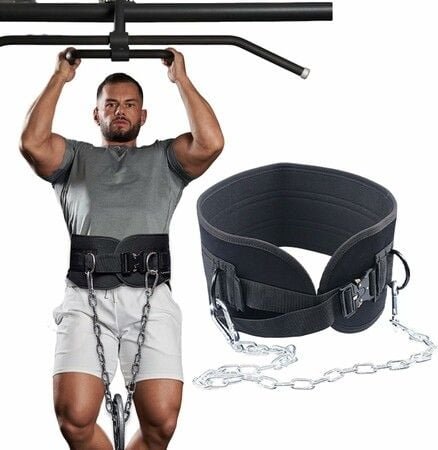 Weight Lifting Dip Belt Fitness Exercise Training Weight Belt,  Pull-up Belt with 5mm Steel Chain, Adjustable Weight Lifting Belt for Strength Training
