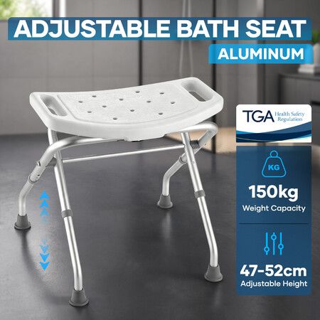 Folding Shower Chair Medical Bathtub Bath Seat Stool Bathroom Beside Mobility Adjustable Safety Seating Furniture Elderly Seniors Mobility Recovery Aid