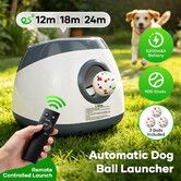 Large Dog Ball Launcher Thrower Automatic Tennis Fetch Toy Interactive Throwing Machine Remote Control Adjustable Distance Outdoor Pet Play 3 Balls