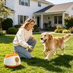 Large Dog Ball Launcher Thrower Auto Tennis Fetch Toy Interactive Automatic Throwing Machine Remote Adjustable Distance Outdoor Pet Play with 3 Balls